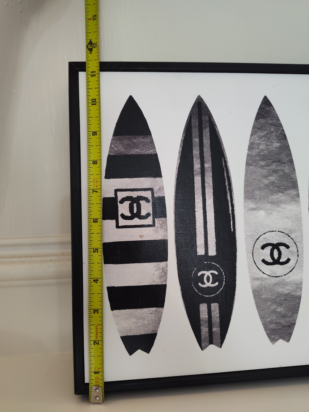AMANDA GREENWOOD CHANEL Monochrome Surfboard Wall Art Framed Licensed Print NWT - Picture 6 of 6